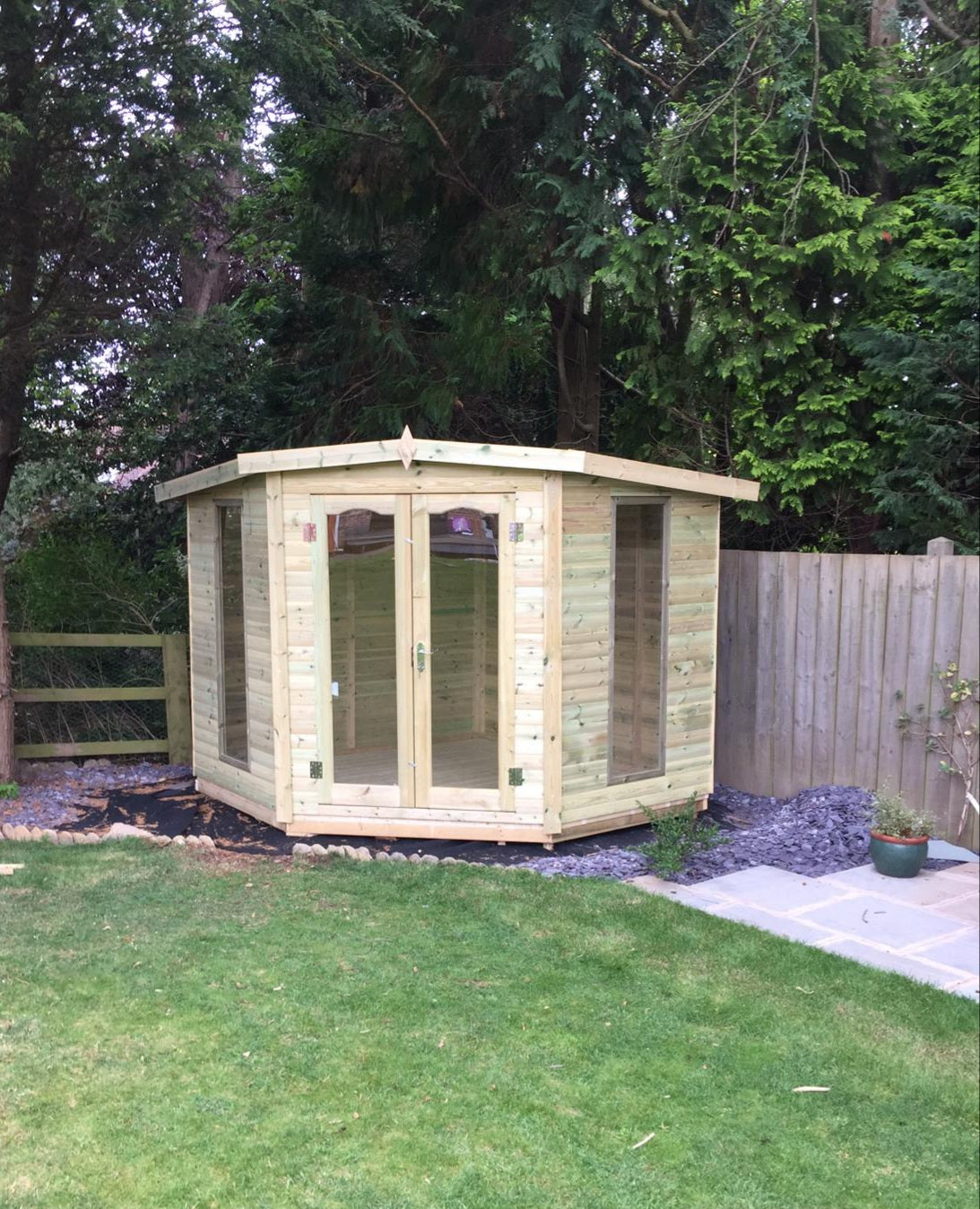 Tanalised Charlotte Corner House Summerhouse Keighley Timber & Fencing sheds www.keighleytimbersheds.co.uk