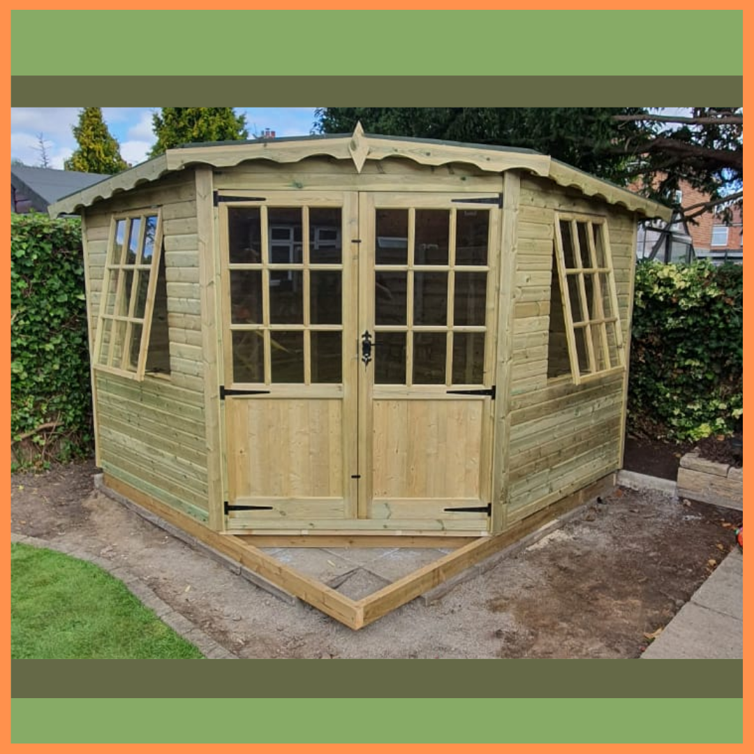 Tanalised Georgian Corner House Shed Keighley Timber & Fencing sheds www.keighleytimbersheds.co.uk