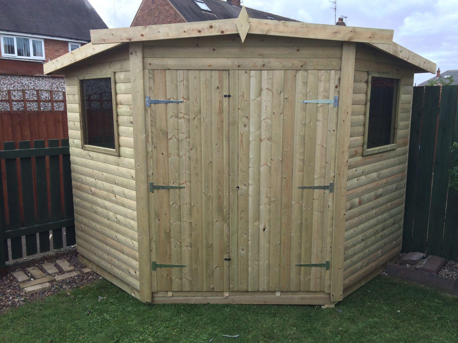 Tanalised Corner Shed Keighley Timber & Fencing sheds www.keighleytimbersheds.co.uk